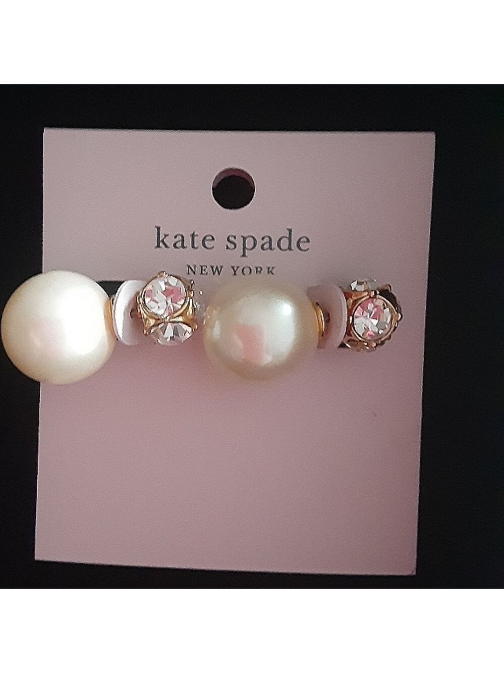 𝅺Kate Spade Dainty Sparkler Cream Pearl Reversible Stud Earrings New